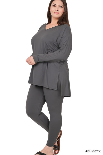 WOMEN PLUS LOUNGEWEAR LEGGING SET ASH GREY