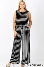 Load image into Gallery viewer, PLUS STRIPE SLEEVELESS JUMPSUIT
