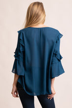 Load image into Gallery viewer, RUFFLE DETAILED 3/4 BELL SLEEVE
