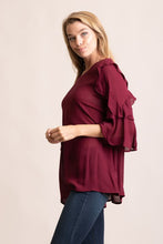 Load image into Gallery viewer, RUFFLE DETAILED 3/4 BELL SLEEVE
