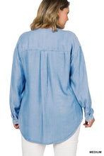 Load image into Gallery viewer, PLUS CHAMBRAY ROLL-UP SLEEVE SHIRT DENIM
