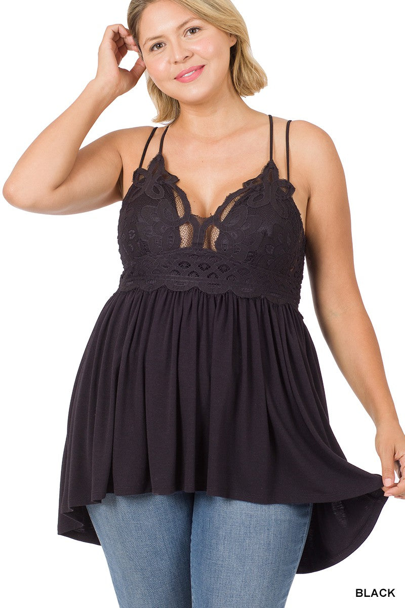 PLUS LACE CROCHET CAMI