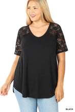 Load image into Gallery viewer, PLUS LACE DETAIL SHORT SLEEVE
