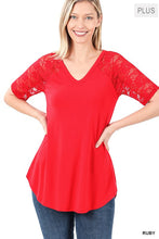 Load image into Gallery viewer, PLUS LACE DETAIL SHORT SLEEVE
