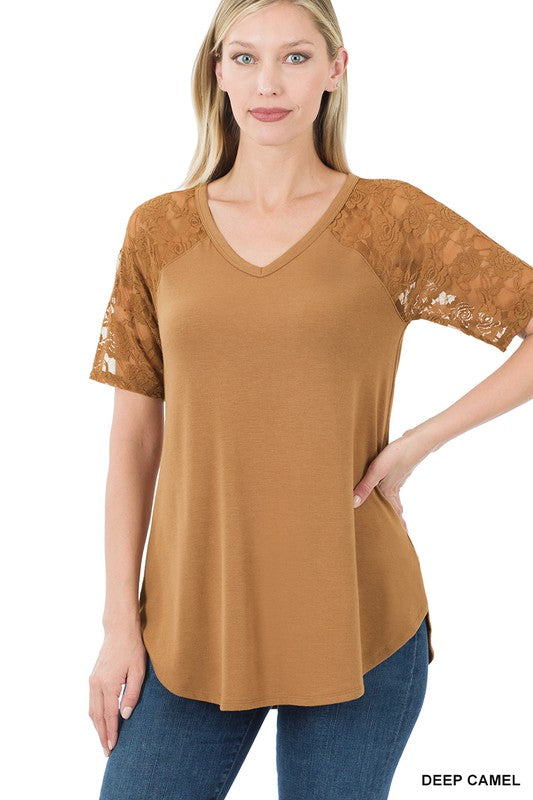 LACE DETAIL SHORT SLEEVE
