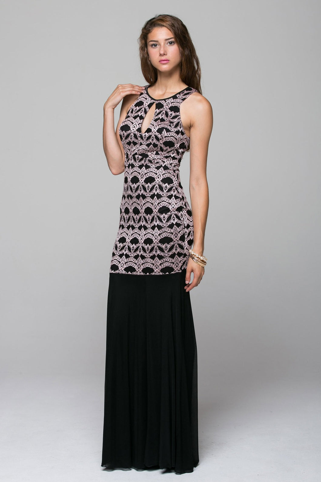 FRONT KEYHOLE LACE MERMAID DRESS