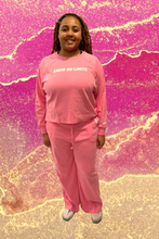 Load image into Gallery viewer, Women Plus Cotton Raglan Sleeve Top &amp; Lounge Pants Set Color Candy Pink-&quot;KNOW NO LIMITS&quot;
