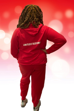 Load image into Gallery viewer, Women French Terry Zipper Hoodie Jacket &amp; Jogger Pants Set Ruby-LIMITLESS BLESSING
