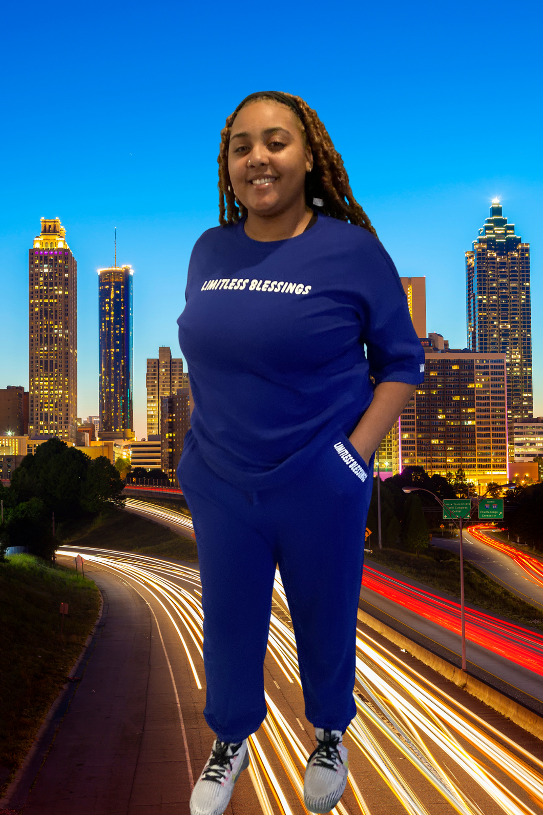 PLUS DROP SHOULDER TOP AND JOGGER PANTS SET-LIMITLESS BLESSING