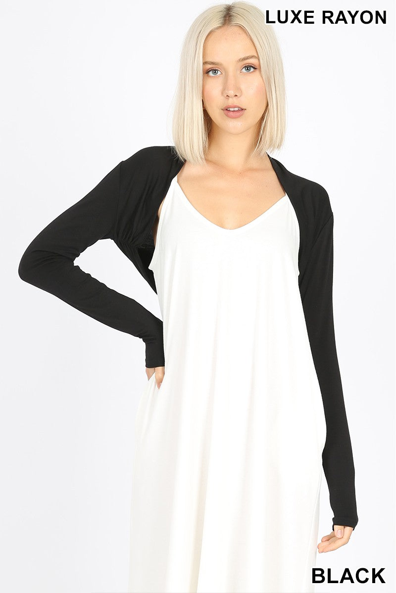 Black 3/4 Sleeve Bolero Sweater Cardigan
