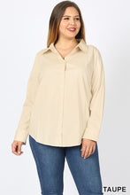 Load image into Gallery viewer, PLUS COTTON LONG FOLDED-SLEEVE BLOUSE
