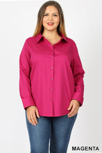Load image into Gallery viewer, PLUS COTTON LONG FOLDED-SLEEVE BLOUSE
