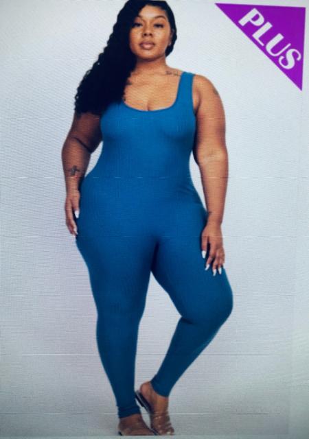 BLUE HAZE SCOOP NECK BODYCON JUMPSUIT