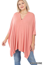 Load image into Gallery viewer, PLUS PREMIUM FABRIC OVERSIZE V NECK PONCHO
