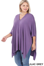 Load image into Gallery viewer, PLUS PREMIUM FABRIC OVERSIZE V NECK PONCHO

